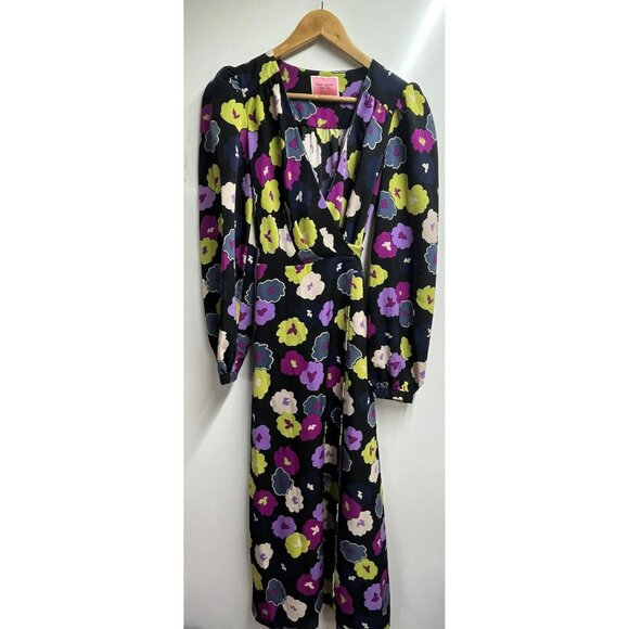 NEW Kate Spade Winter Garden Midi in Black Floral Print Wrap Dress Size 6 - Picture 4 of 10